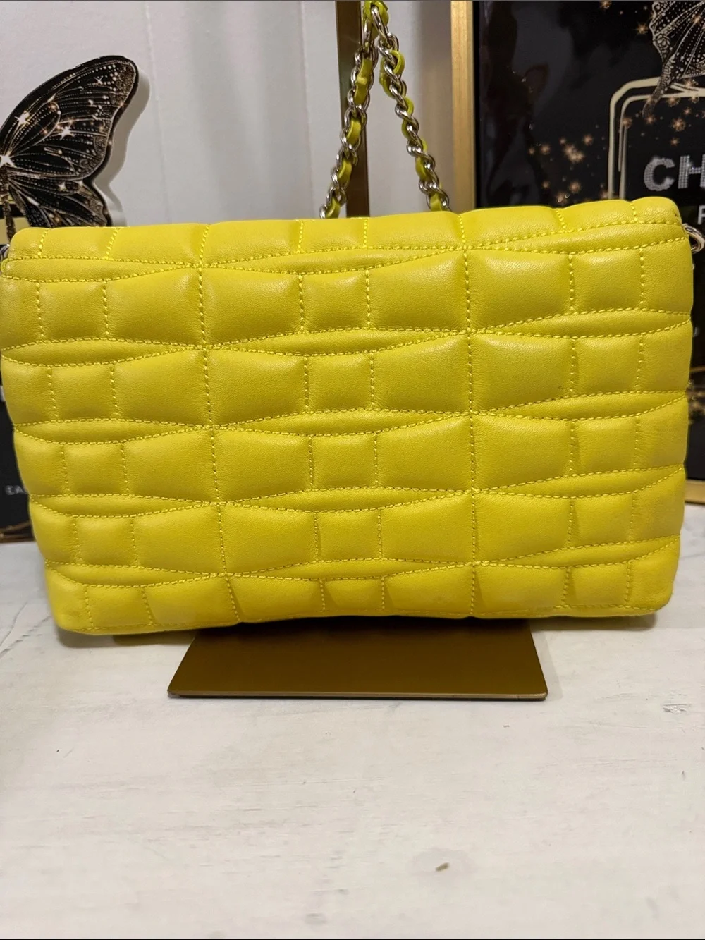 Kate Spade Story Book Yellow Quilted Chain-Handle Crossbody Bag